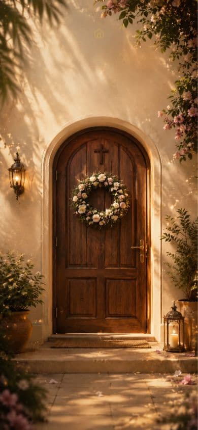 The actual opening screen of The New Door housewarming invitation